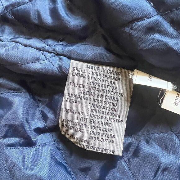 Vintage 90s Outerwear G-III Large Leather Blue Striped Bomber Jacket Coat - Picture 10 of 10